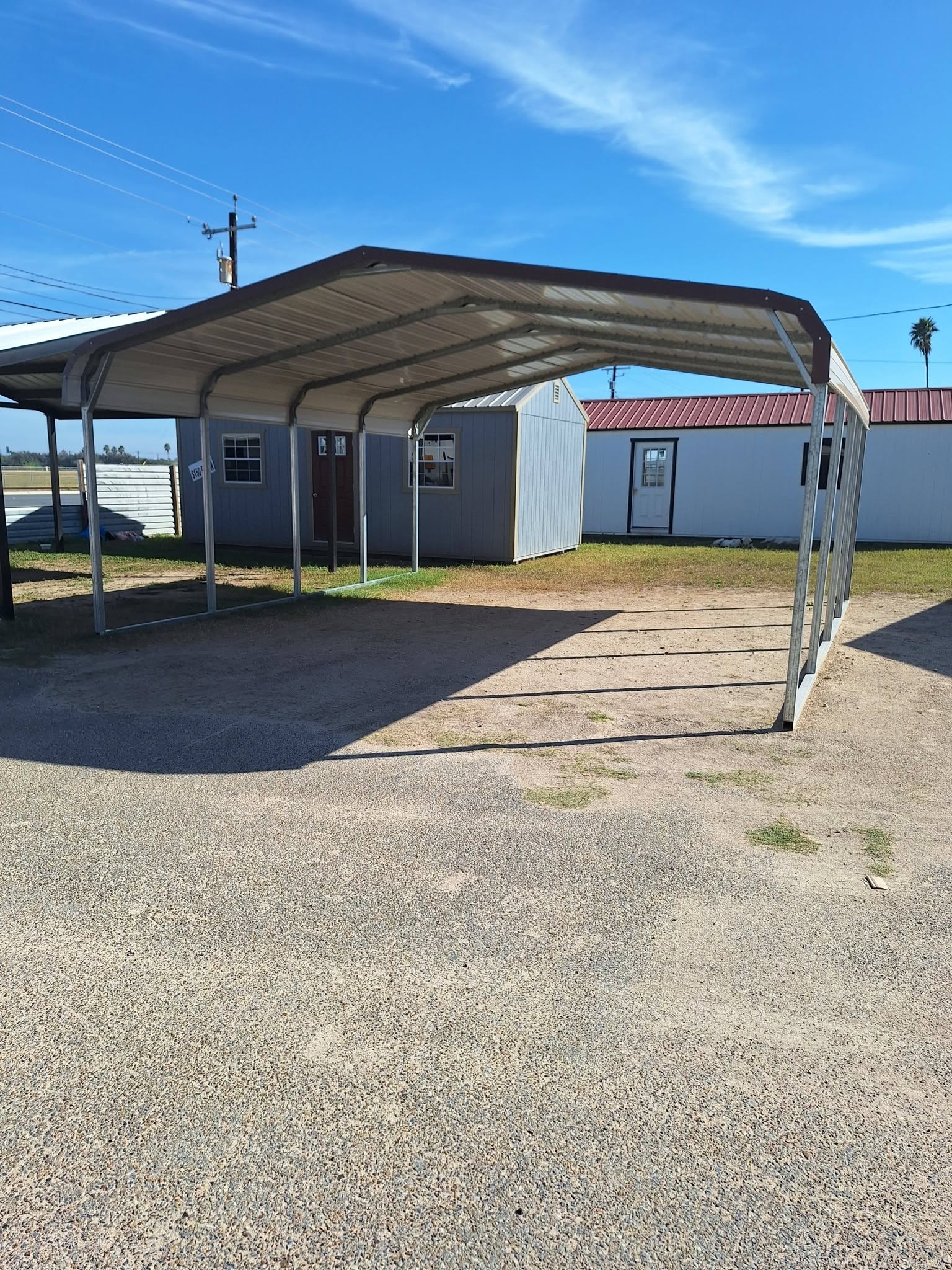 Metal carport on the Mesquite Sheds & More lot in Alamo, TX