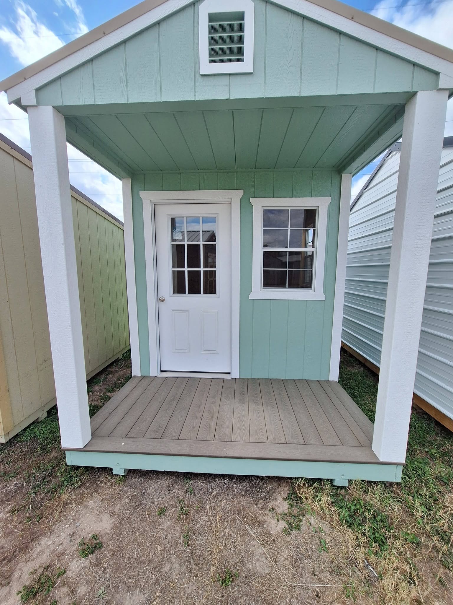 Portable office cabin with a covered front porch in Alamo, TX