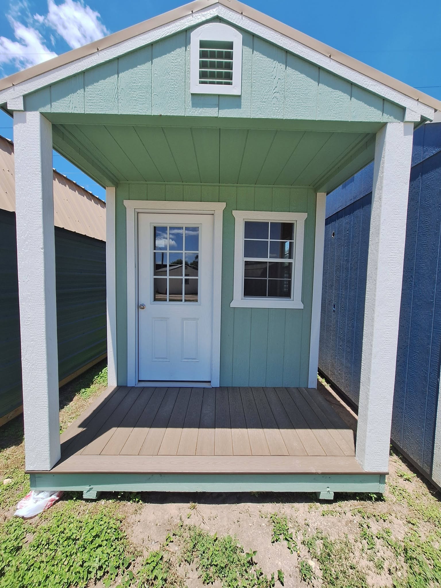 Storage sheds for sale on the Mesquite Sheds & More lot in Alamo, TX